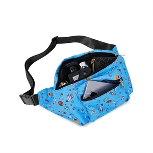 Full Color Printed Fanny Pack With 3 Zipper Pockets