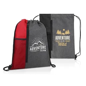 Custom Vertical Drawstring Backpack With Mesh Pocket