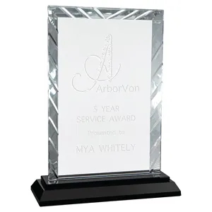 8" Rectangle Accent Glass on Black Base