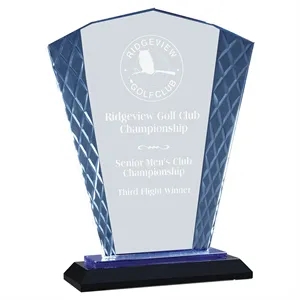 8" Blue Fan Accent Glass on Black Base