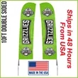 10ft Double Sided Premium Straight Flag w/ Spike Base | https://www.bestnamebadges.com