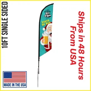 Premium Angle Flag 10' Single Sided w/ Spike Base