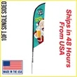 Premium Angle Flag 10' Single Sided w/ Spike Base | https://www.bestnamebadges.com