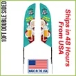 Premium Angle Flag 10' Double Sided w/ Spike Base | https://www.bestnamebadges.com