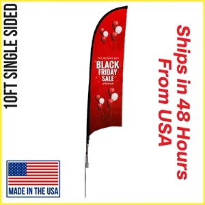 Premium Shark Flag 10' Single Sided w/ Spike Base