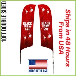 Premium Shark Flag 10' Double Sided w/ Spike Base