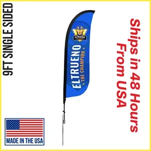 Premium Feather Flag 9' Single Sided w/ Spike Base