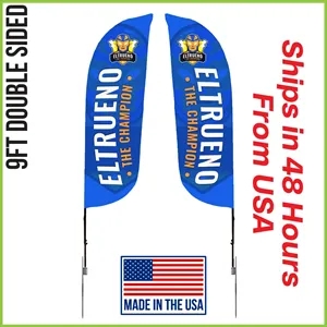 Premium Feather Flag 9' Double Sided w/ Spike Base