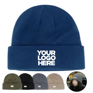Knitted Hat With Blank Logo Can Be Embroidered
