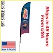 Premium Shark Flag 9' Single Sided w/ Spike Base | https://www.bestnamebadges.com