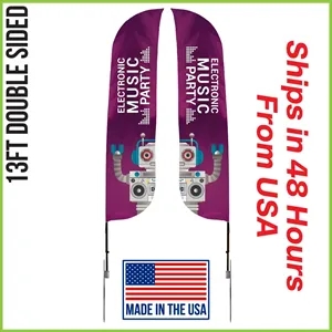 Premium Feather Flag 13' Double Sided w/ Spike Base