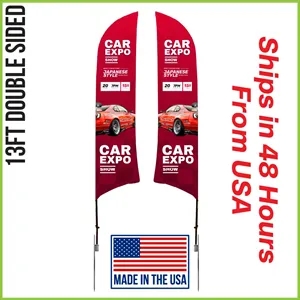 Premium Shark Flag 13' Double Sided w/ Spike Base