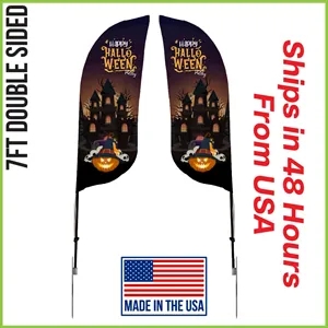 Premium Feather Flag 7' Double Sided w/ Spike Base