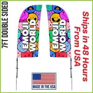 7ft Double Sided Premium Straight Flag w/ Spike Base