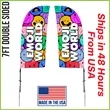 7ft Double Sided Premium Straight Flag w/ Spike Base | https://www.bestnamebadges.com