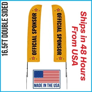 16.5ft Double Sided Premium Straight Flag w/ Spike Base