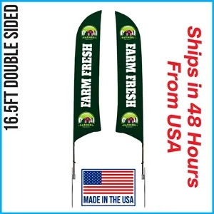 Premium Shark Flag 16.5' Double Sided w/ Spike Base