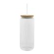 20 Oz. Ribbed Borosilicate Glass Can with Bamboo Lid | https://www.bestnamebadges.com