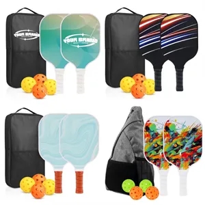Carbon Fiber Pickleball Paddle Set With Balls And Carry Bag | https://www.bestnamebadges.com
