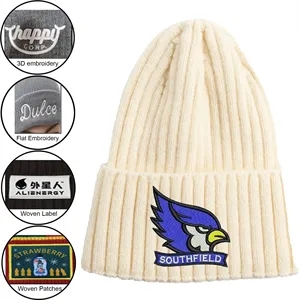 Striped Cuffed Knitted Beanie With Custom Logo