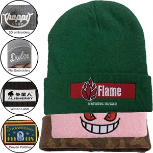 Custom Made Stripped Cuffed Knitted Beanie With Logo | https://www.bestnamebadges.com