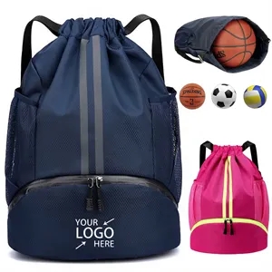 Waterproof Drawstring Sports Backpack with Shoe Compartment