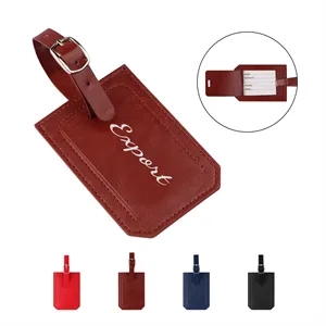 4" PU Leather Luggage Tag W/ Privacy Cover