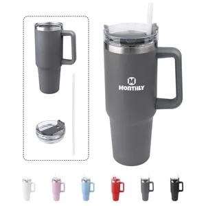40Oz Custom Insulated Tumbler with Handle and Straw