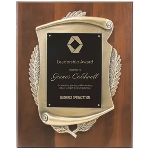 12" x 15" Genuine Walnut Plaque w/ Scroll Frame & Plate