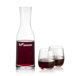 Caldmore Carafe & Crestview Stemless Wine | https://www.bestnamebadges.com