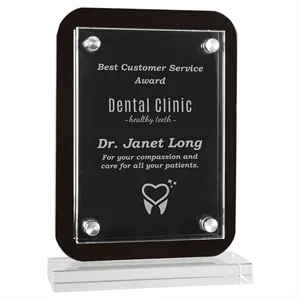 5 1/2" x 7 3/4" Black Floating Glass Standup Plaque