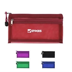 Nylon Mesh Cosmetic Bag with Double Zippers