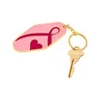 Breast Cancer Awareness Pink Ribbon Metal Keychain | https://www.bestnamebadges.com