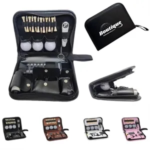Leather Golf Accessory Kit Bag With Multi Compartments
