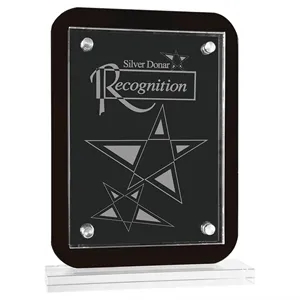 7 1/2" x 10" Black Floating Glass Standup Plaque