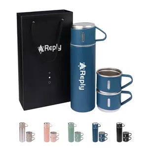 17Oz Vacuum Insulated Thermo Water Bottle with 3 Mug Lids
