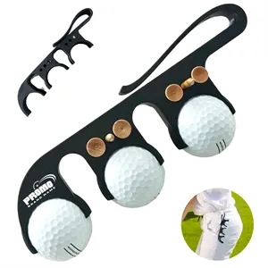Golf Ball and Tee Holder Clip with Bag Hook