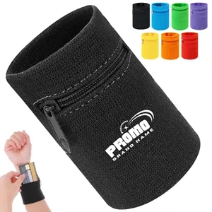 Custom Sweatband Wristband with Hidden Zipper Pocket