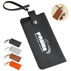 PU Leather Phone Pouch with Strap and Glasses Holder