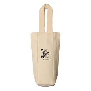 Canvas Single Bottle Wine Tote (  3"W X 10.5"H X 3" )