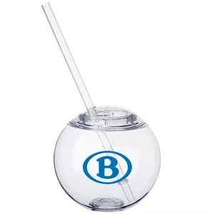 Cocktail Ball with Straw 15 oz. Plastic