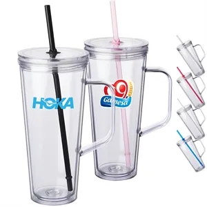 Plastic Tumbler with Handle 24 oz. | https://www.bestnamebadges.com