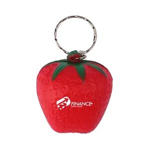 1.6"x1.5" Mini Strawberry Shaped Stress Balls W/ Split Ring