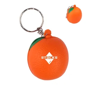 1.6" PU Orange Shaped Stress Ball Reliever W/ Split Ring