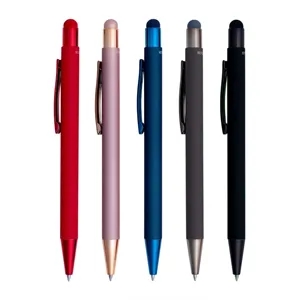 Stylus Satin Soft Touch Gel Click Recycled Aluminum Pen   