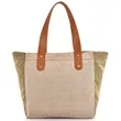 Leather Handle Tote With Contrasting Side Gussets | https://www.bestnamebadges.com