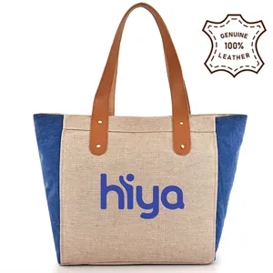 Leather Handle Tote With Contrasting Side Gussets