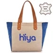 Leather Handle Tote With Contrasting Side Gussets | https://www.bestnamebadges.com