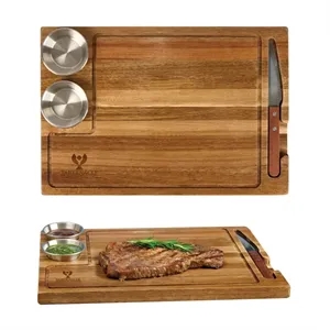 Arthur 4-Piece Acacia Wood Steak Board | https://www.bestnamebadges.com