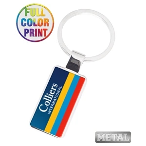 Rectangle Shaped Metal Keychain - Full Color